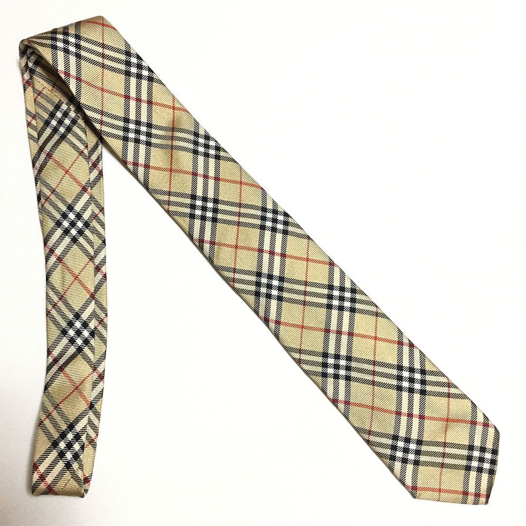 未使用級 バーバリー BURBERRY ネクタイ シルク100% ベージュ