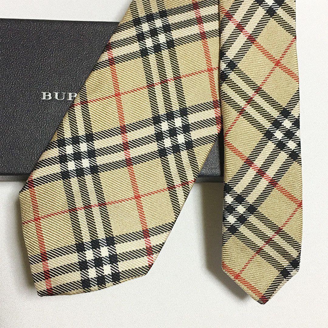 未使用級 バーバリー BURBERRY ネクタイ シルク100% ベージュ