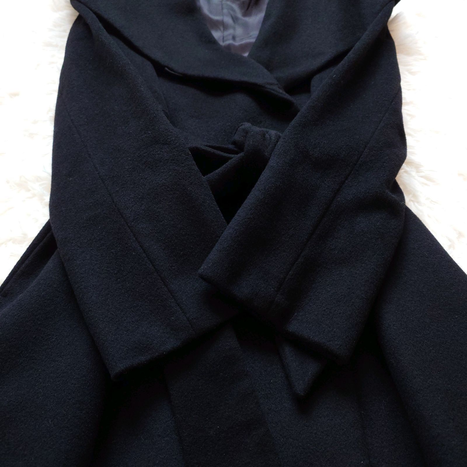 INED イネド ショールカラー 女優襟 ロングコート ベルテッドコート