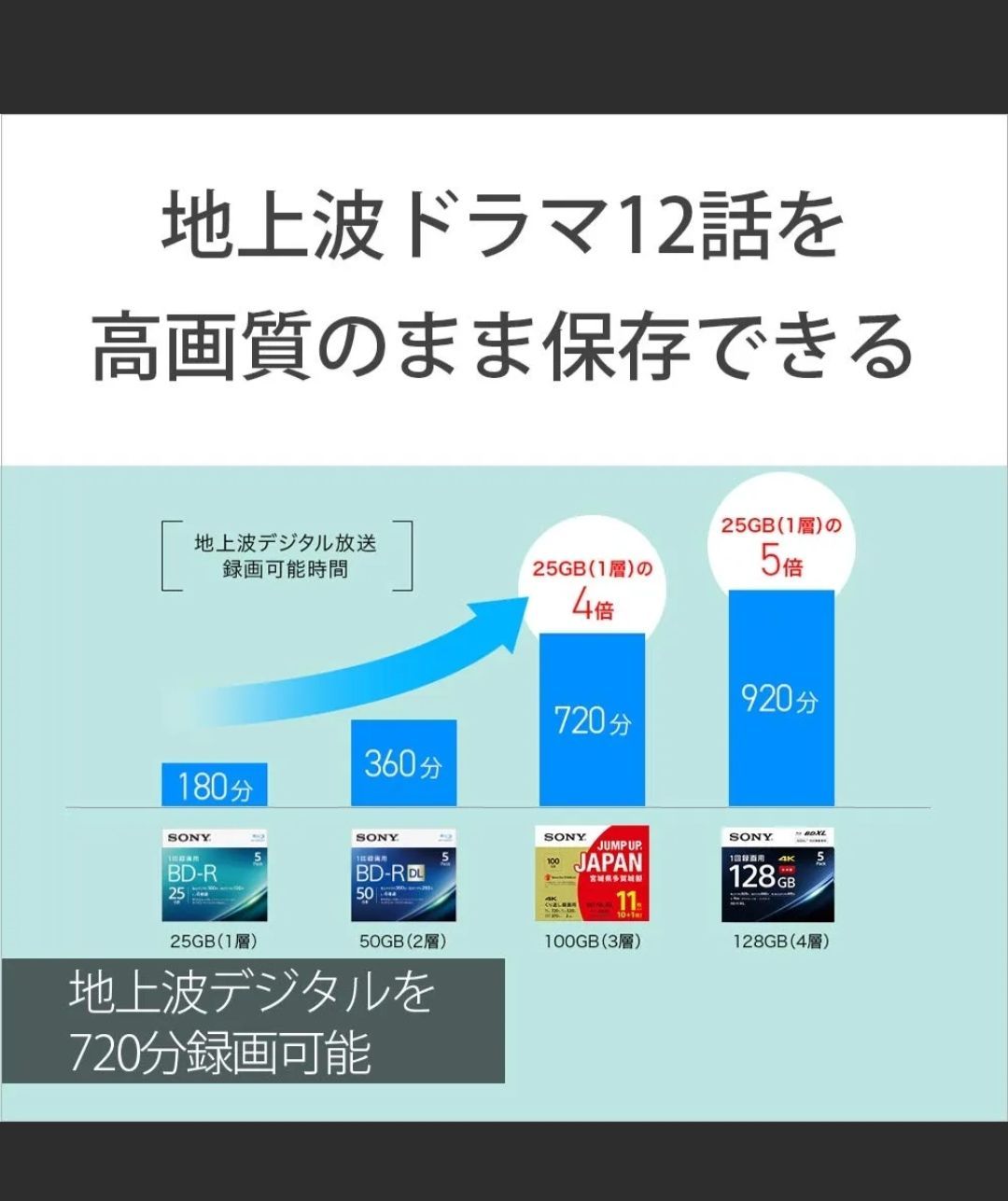 ソニー(SONY) 日本製 ブルーレイディスク BD-RE XL 100GB (1枚あたり地