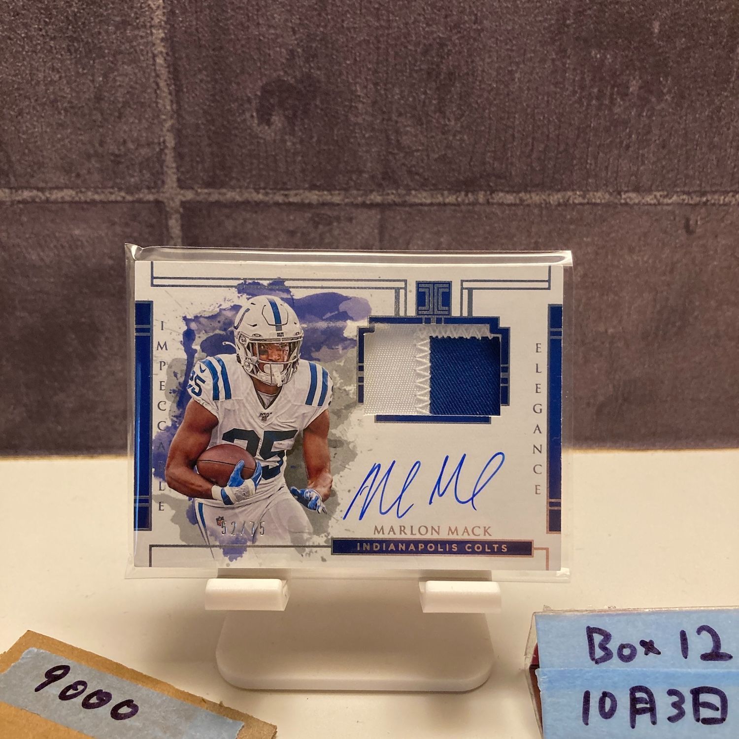 2020 Panini Impeccable Marlon Mack 52 75 直筆サインカード Indianapolis Colts パッチ カード