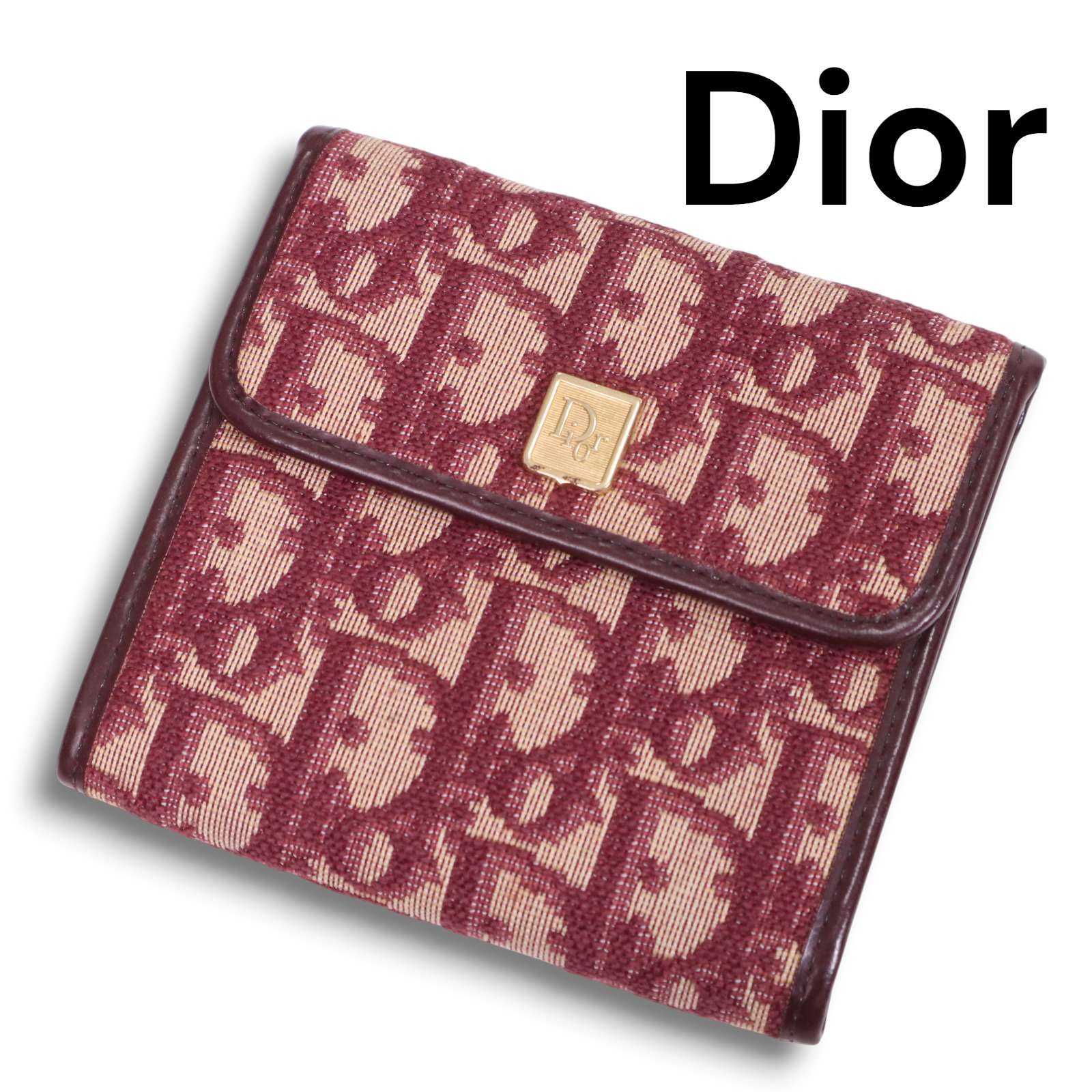現行【美品】ディオール 二つ折り財布 ジャガード オブリーク トロッター柄 Dior ディオール トロッター ジャガード 二つ折り 財布 ウォレット Sz