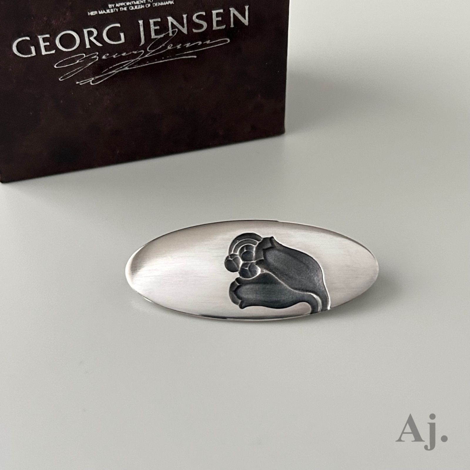 ジョージジェンセン 希少 ブローチ 448 フラワー AG925 Georg Jensen