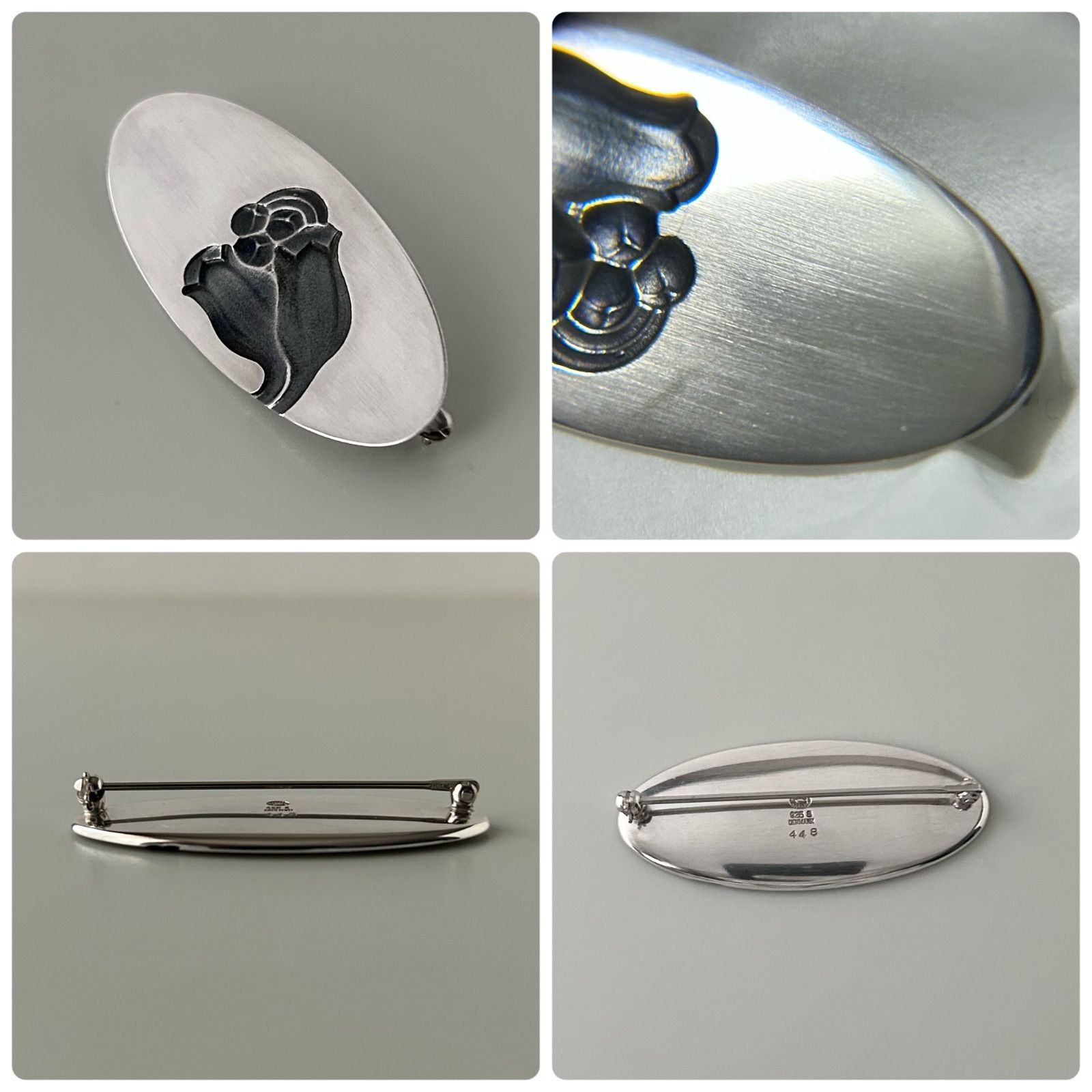 ジョージジェンセン 希少 ブローチ 448 フラワー AG925 Georg Jensen