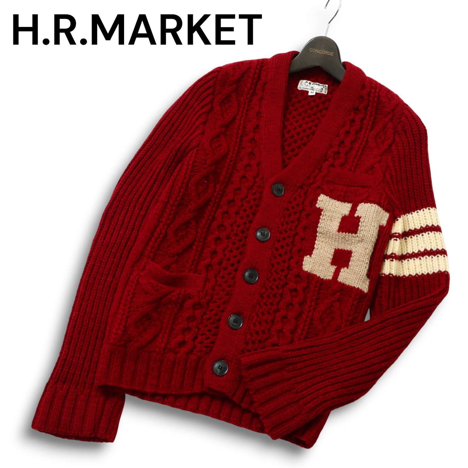 H.R.MARKET ハリウッドランチマーケット 秋冬 H刺繍☆ Vネック ウール 