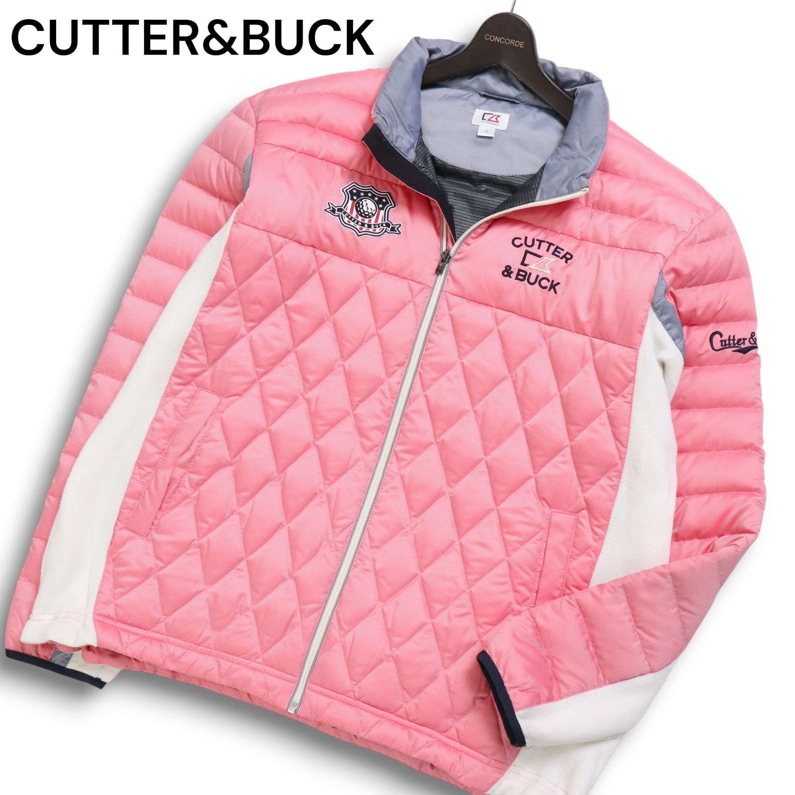 爆買い，定番 CUTTERu0026BUCK カッター＆バック ゴルフ 秋冬 ロゴ刺繍★ 防風 ダウン ジャケット ブルゾン Sz.3L メンズ 大きいサイズ ジャケット
