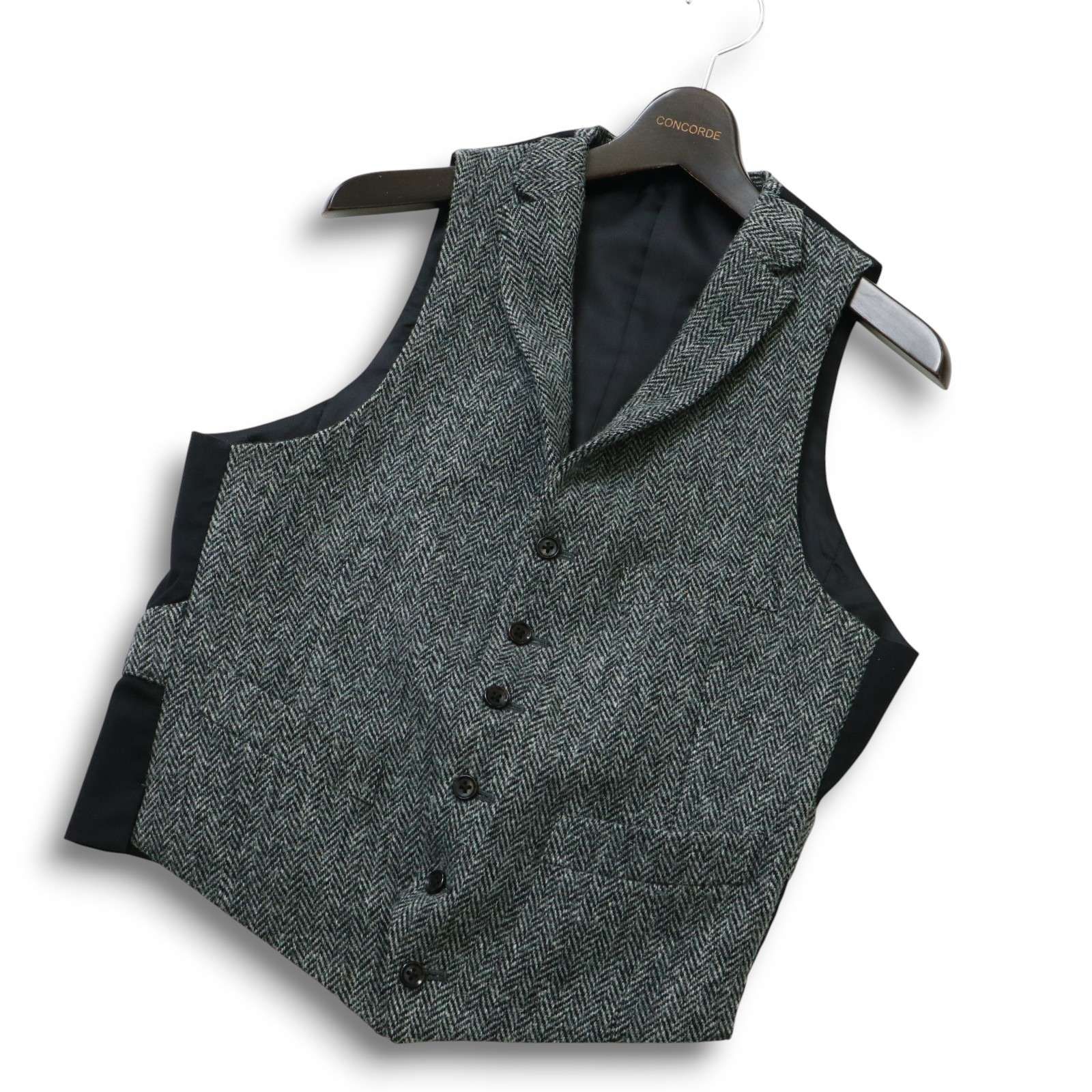 美品【オックスフォードクラシック×ハリスツイード】コラボ ベスト ビジネス通勤S OXFORD CLASSIC オックスフォード クラシック × ハリスツイード