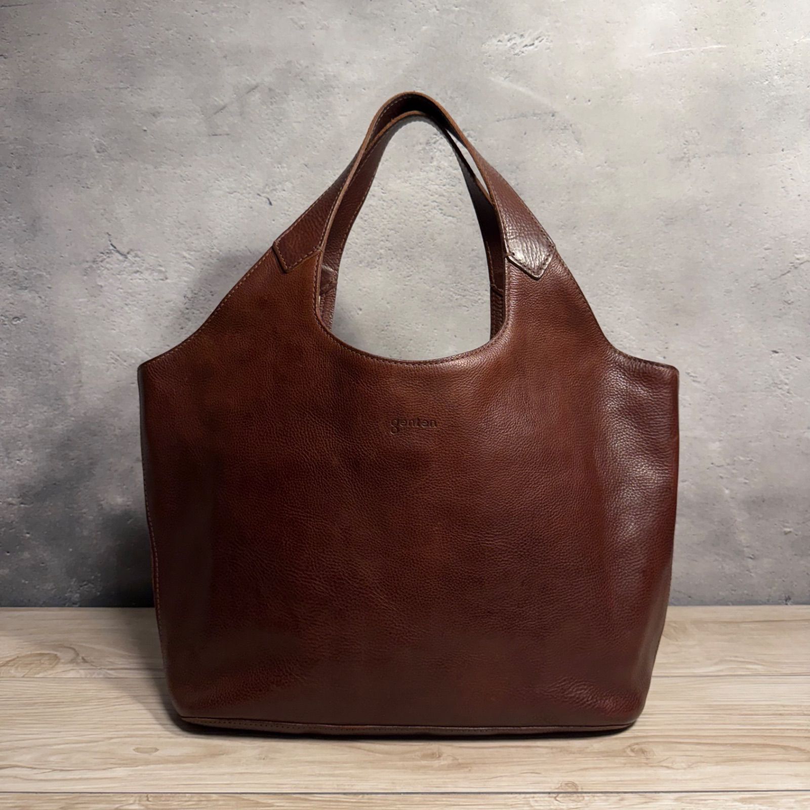 genten本革レザー トートバッグ ブラウン ✨genten ゲンテン レザー