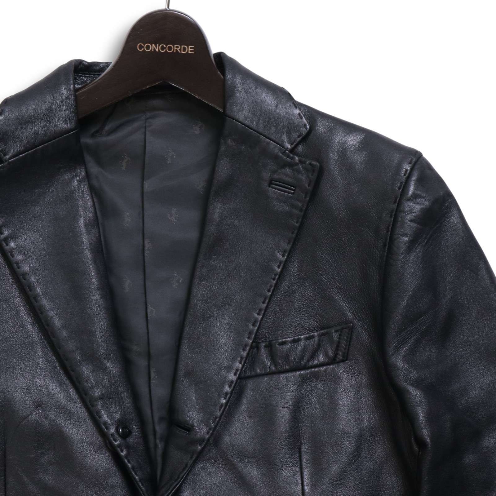 abx エービーエックス BLACK LABEL 秋冬 羊革★ ラム レザー テーラード ジャケット Sz.2　メンズ 黒 abx エービーエックス BLACK LABEL 秋冬 羊革☆ ラム レザー