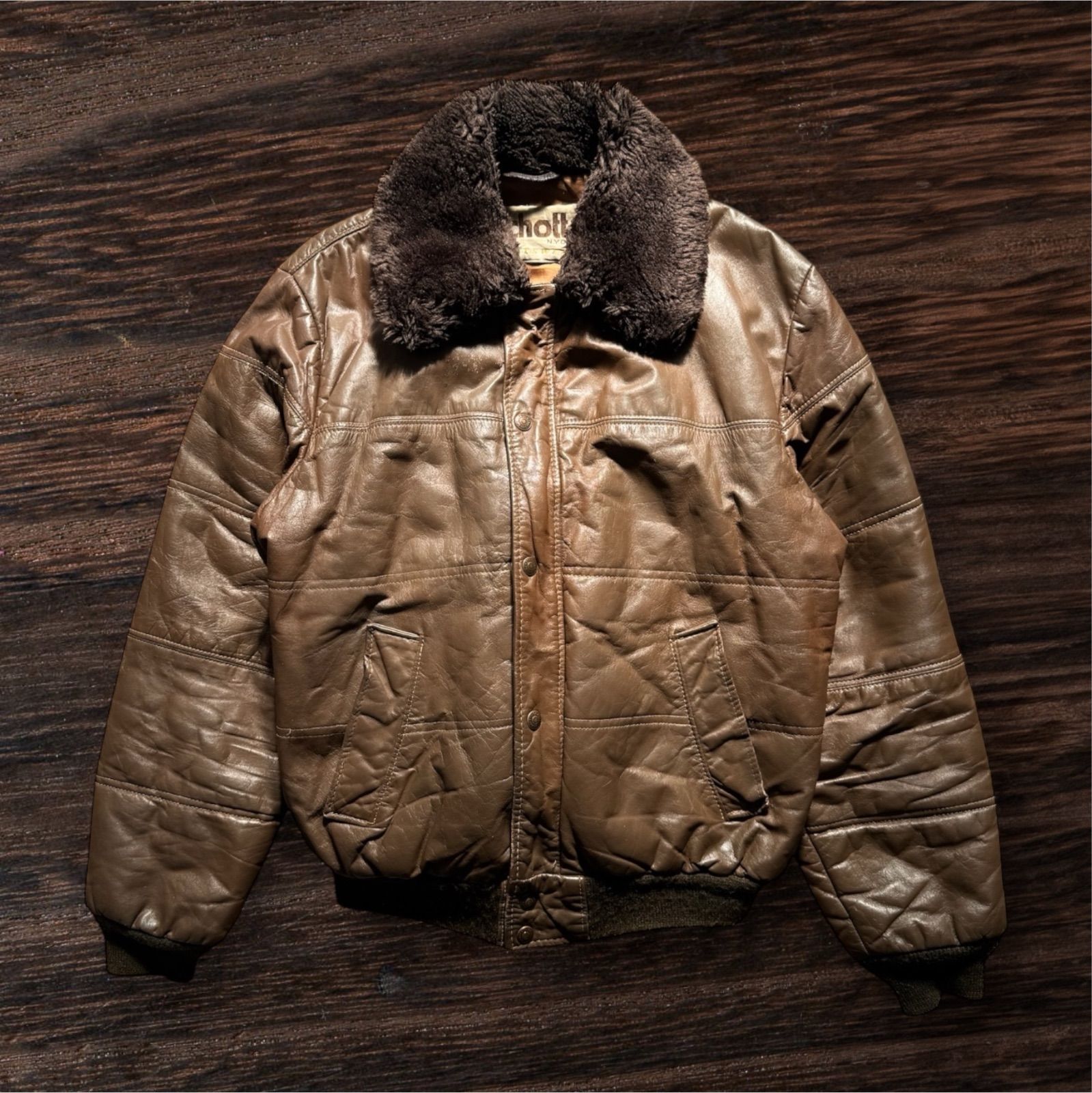 Schott USA製 80s 襟ボア レザー ボンバージャケット 42 G-1タイプ