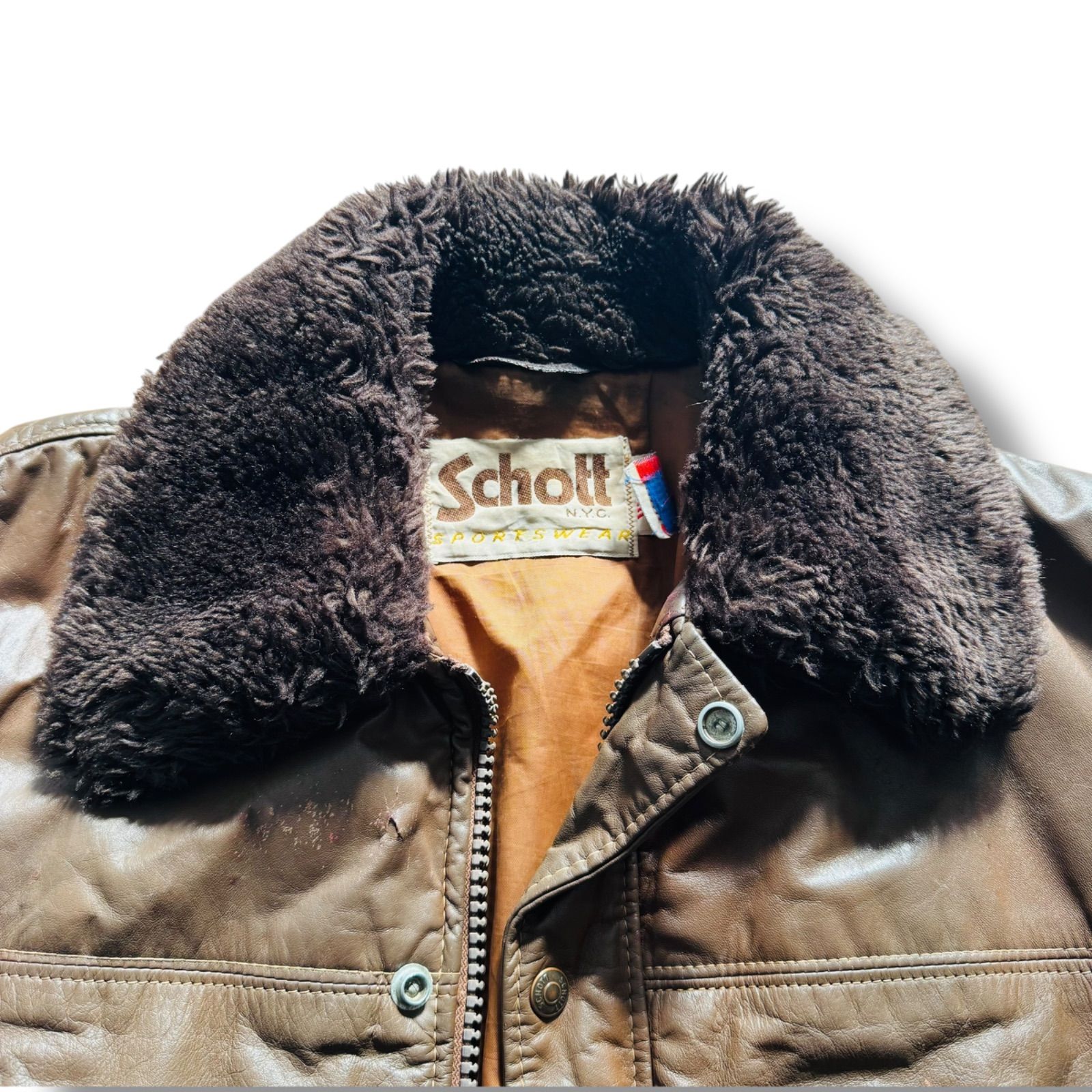 Schott USA製 80s 襟ボア レザー ボンバージャケット 42 G-1タイプ