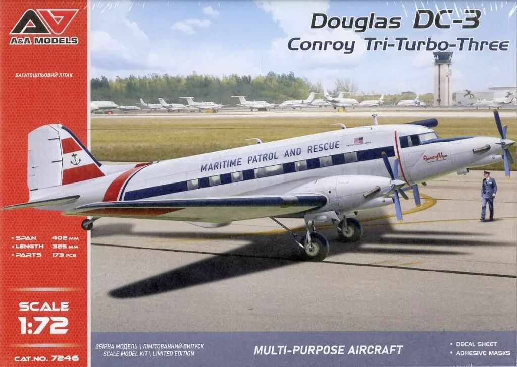 プラモデル 1 72 米 コンロイ トライターボ3 DC 3改造三発機 輸送機