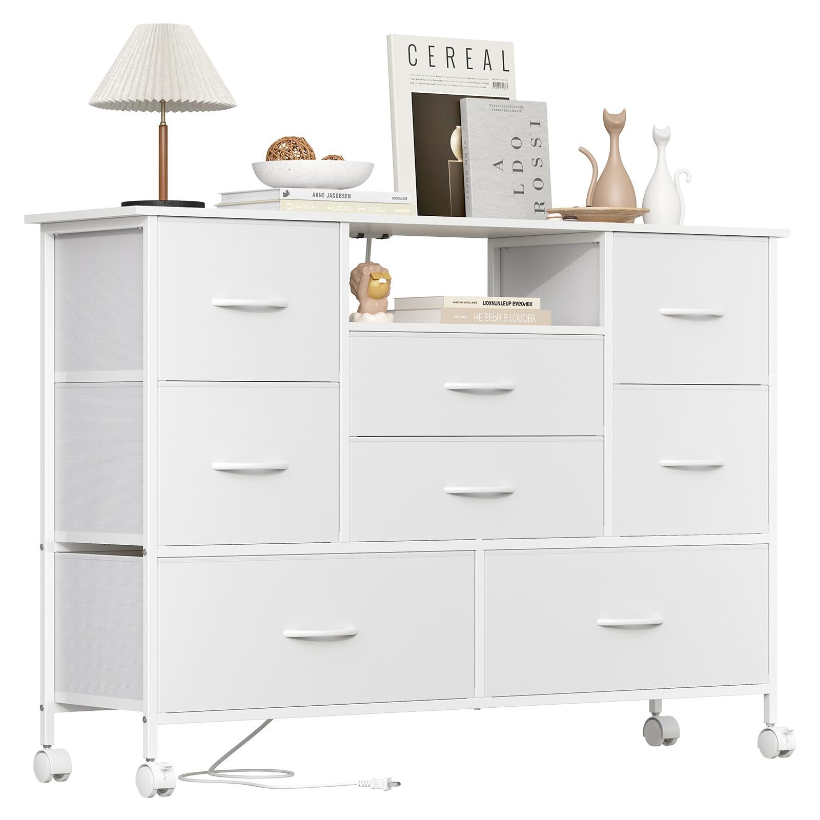 収納チェスト サイズ幅114 5奥行30高さ79㎝ 収納ケース テレビ台として使用 タンス コンセント2口付き ストッパーキャスターによる移動式とアジャスト付き固定式の2機能 チェスト 頑丈な構造で耐震転倒防止機能を備えている 大容量3段8杯の収納ス