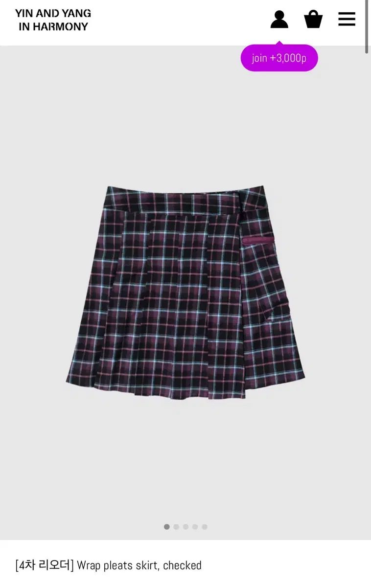 インアンドヤンインハーモニー CHECK ラップ プリーツ スカート