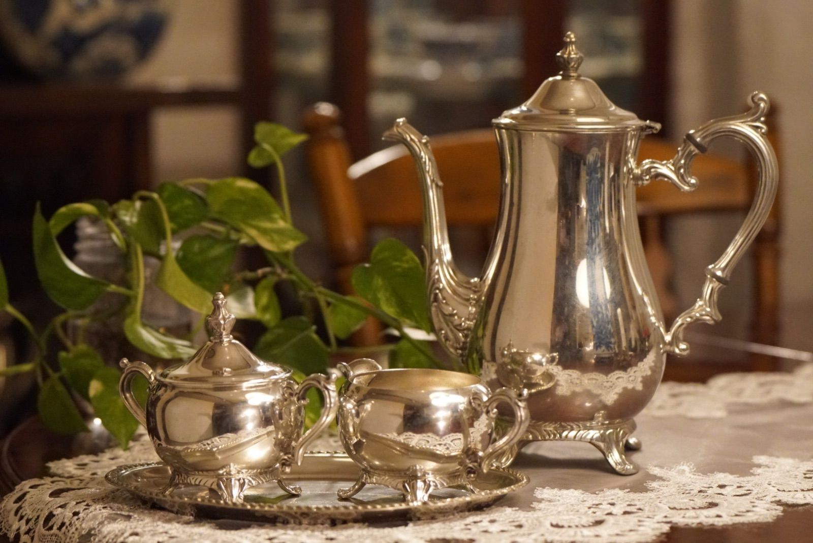 Wm Rogers シルバー800 コーヒーポット シュガーポット クリーマー ヴィンテージ ティーセット USA