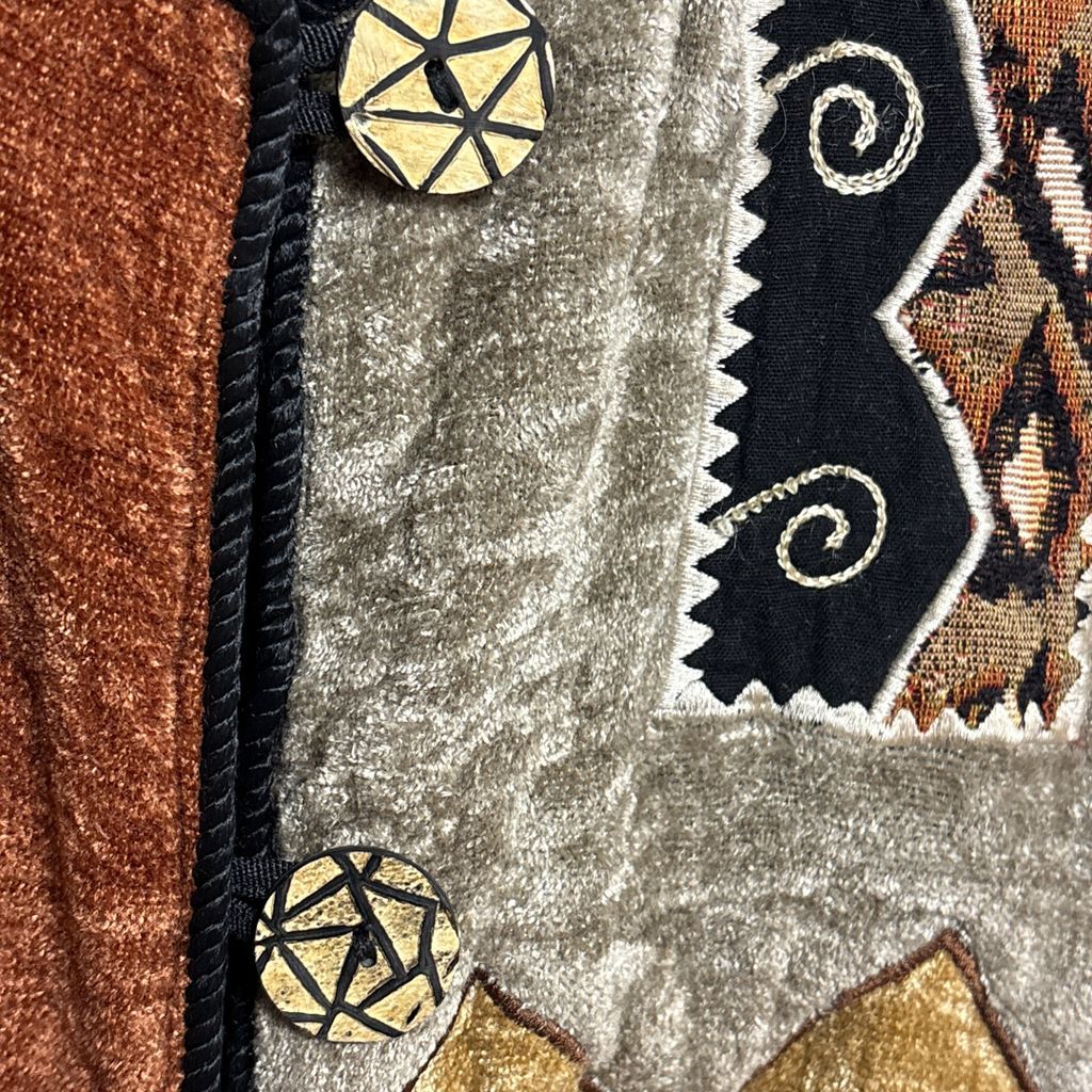 VINTAGE】総柄 レトロデザイン 化石 パッチワークジャケット S-3579