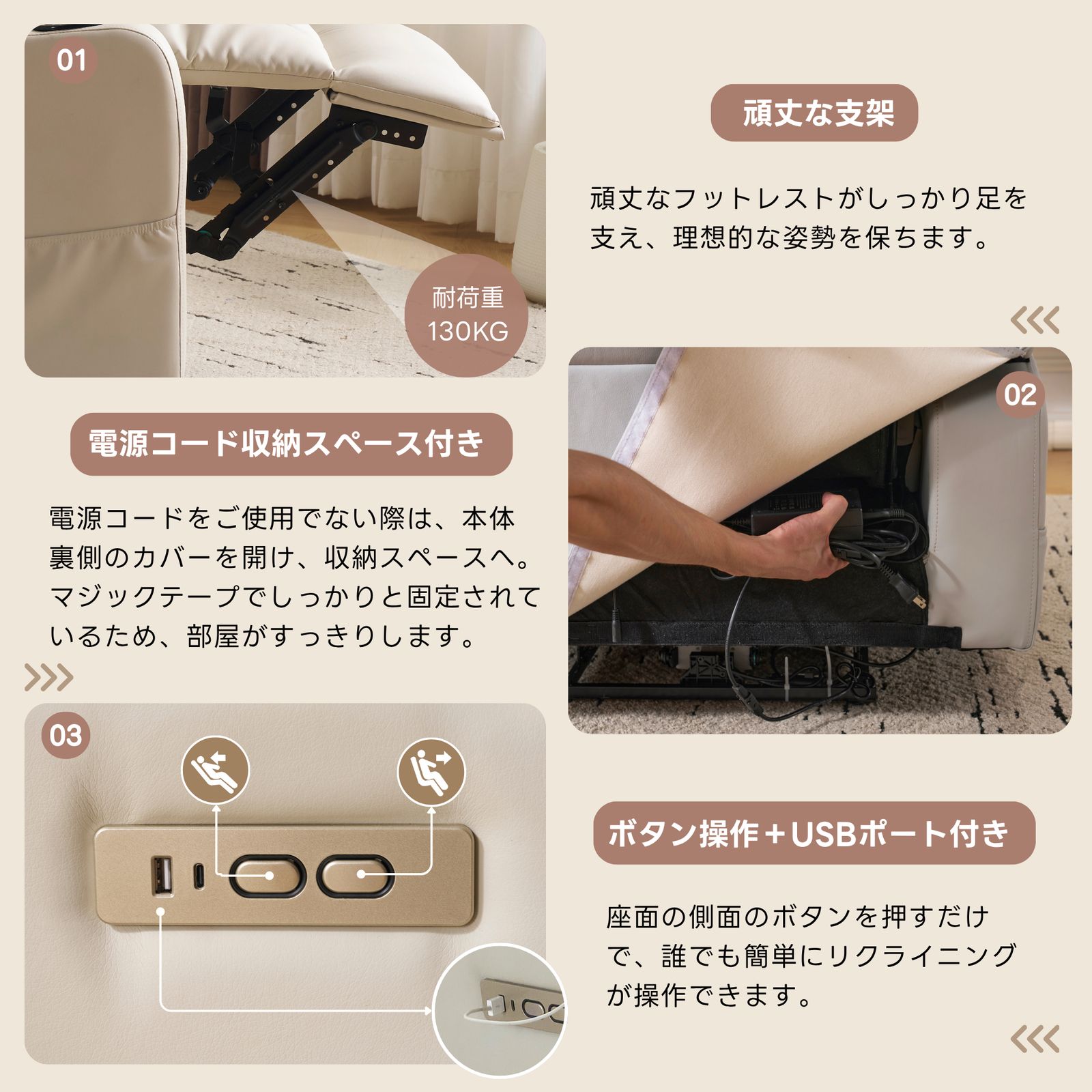 カップホルダー付き ボタン操作