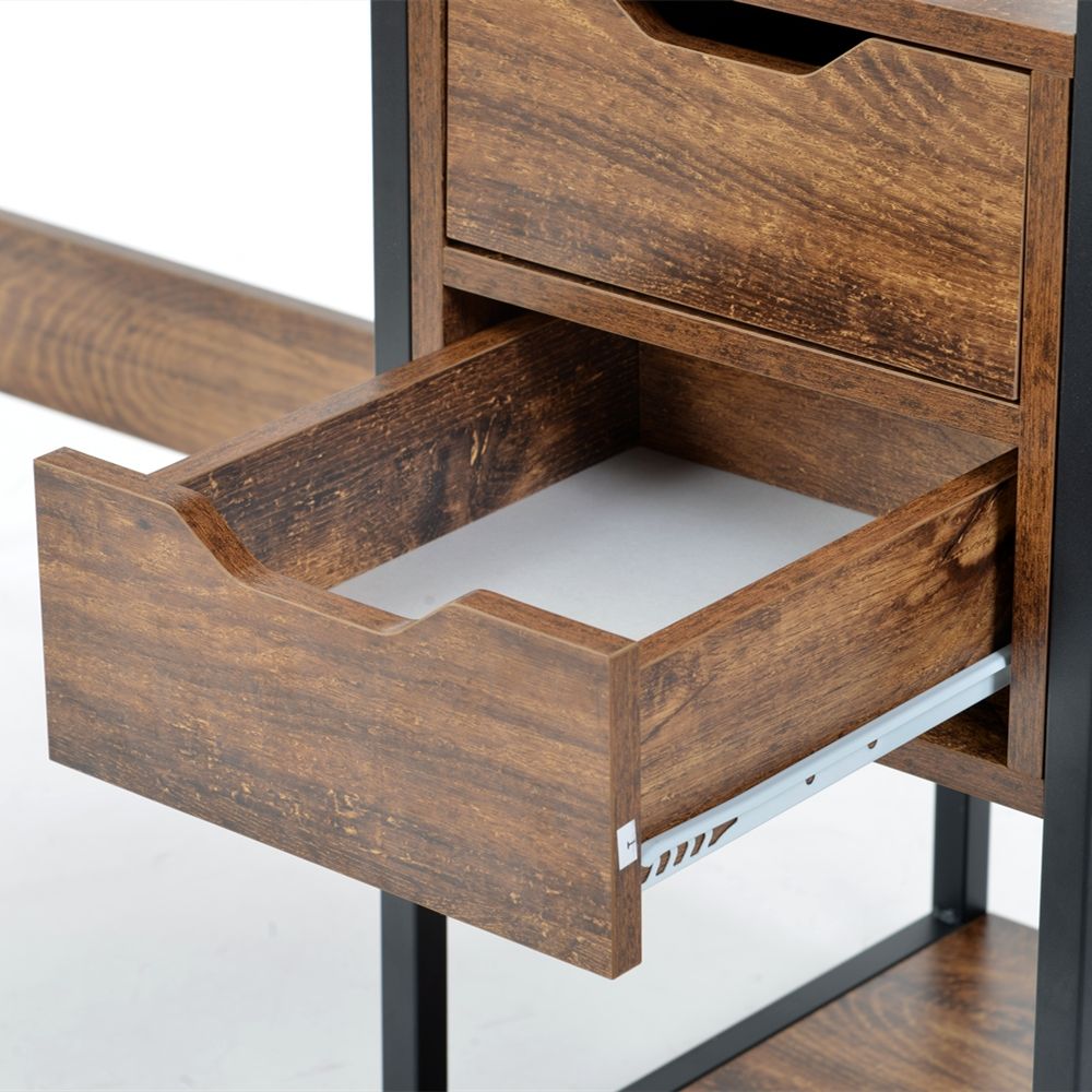 人気商品】【ダークブラウン】 パソコンデスク 引き出し付き 3段