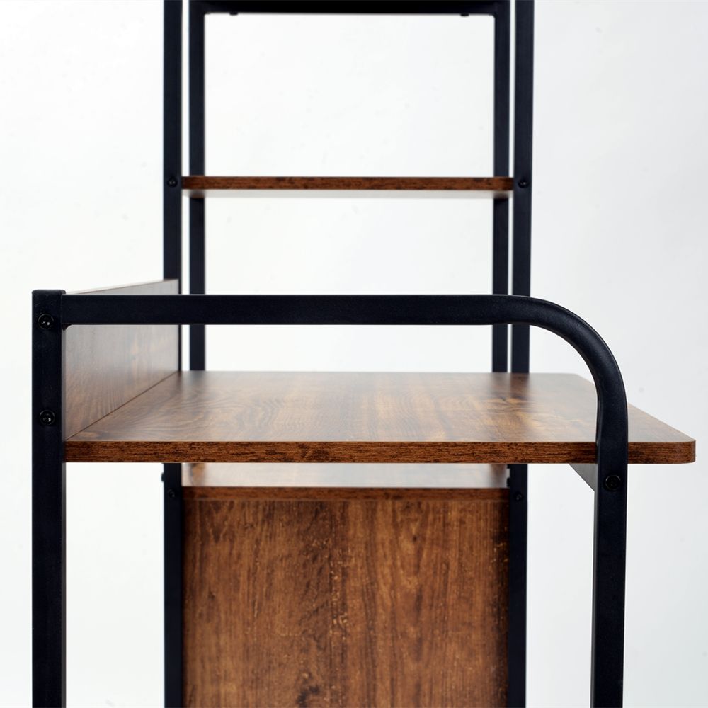 人気商品】【ダークブラウン】 パソコンデスク 引き出し付き 3段