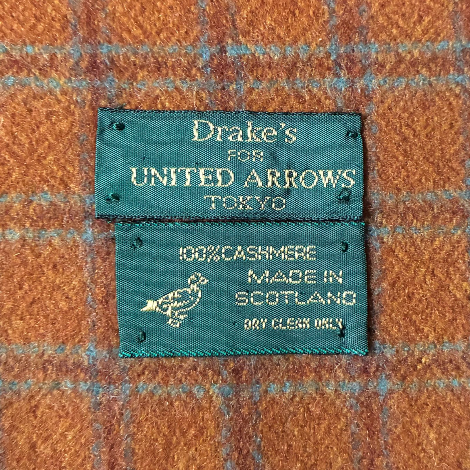 ドレイクス　スコットランド製　アローズ別注　カシミアチェックマフラー Drakes / UNITED ARROWS別注 カシミヤ100% チェックマフラー