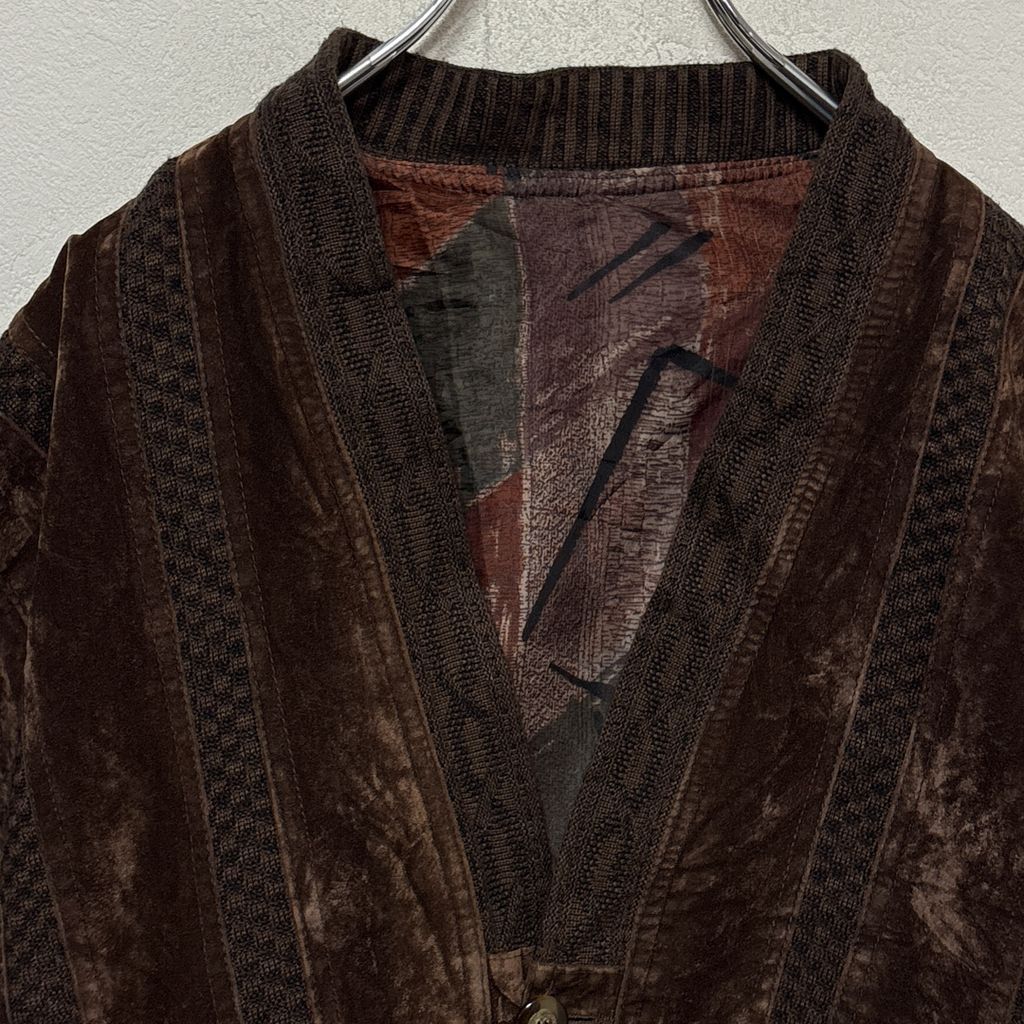 YUSPE】 スペイン製 ユーロヴィンテージ ベロアカーディガン S-3581