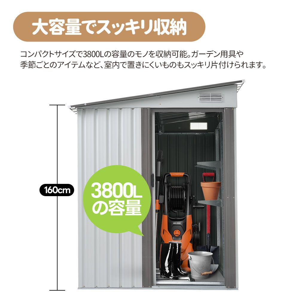 数量限定セール」全新品 【可動棚なし】物置 屋外 スチール 倉庫 戸外 