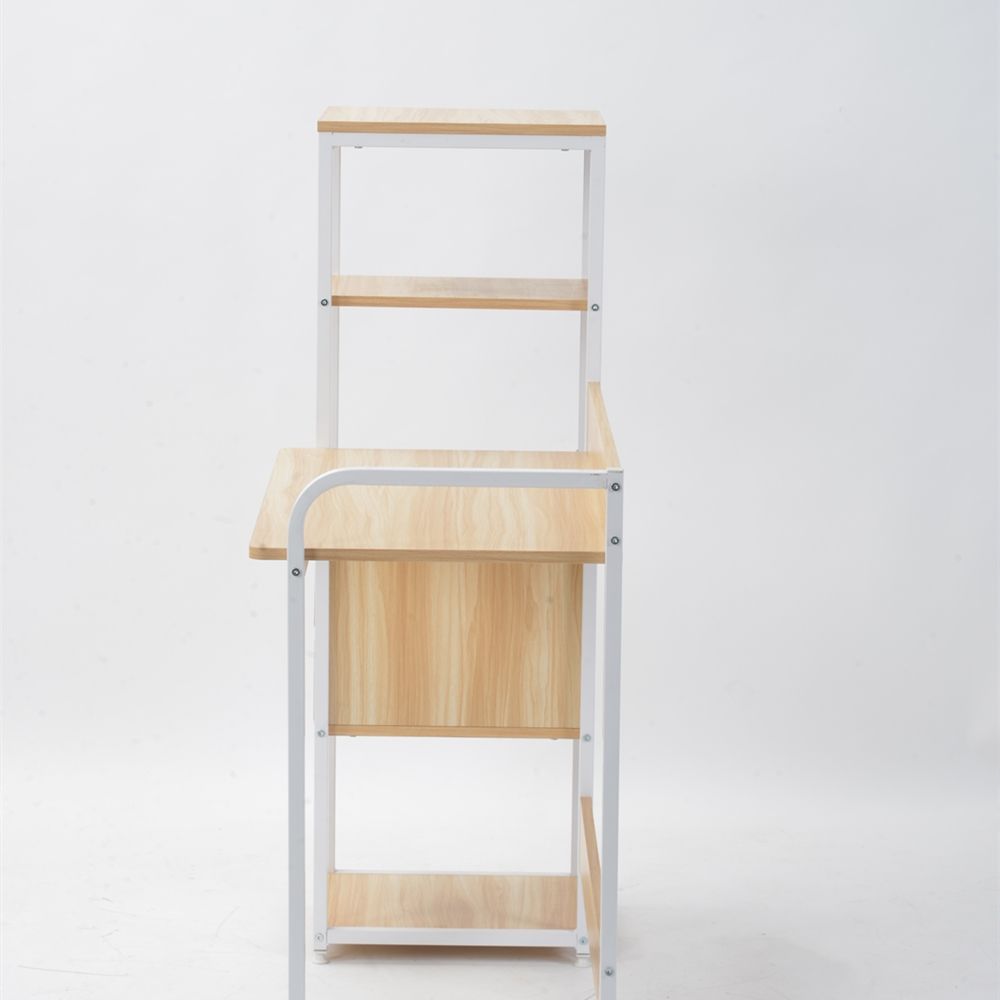 人気商品】【ホワイト】パソコンデスク 引き出し付き 3段シェルフ付