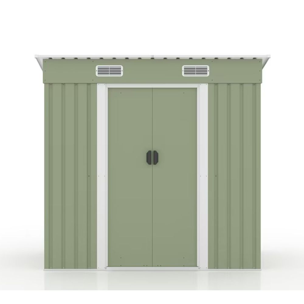 TYPE B ライトグリーン 物置 屋外 大型 倉庫 大型物置 戸外収納庫 防水 耐侯 収納 ガーデン 庭 田畑 農場 頑丈 大容量 スチール 引き戸 補強フレーム付き 換気口付き 床なし