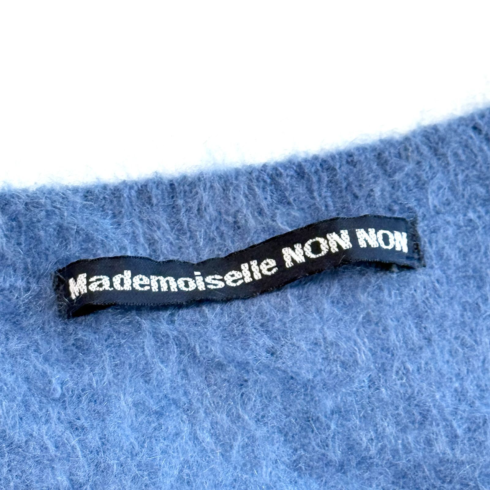 ★さや★【新品】カシミヤ混　Mademoiselle NONNON ニット マドモアゼルノンノン カシミヤ100 Vネック ニット ブルー 38 M - メルカリ