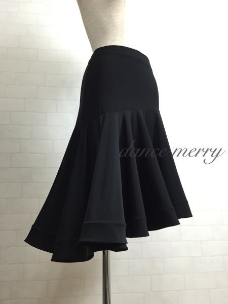 MERRY】新品 ラテン 社交ダンス スカート 黒 ジャイブ チャチャチャ