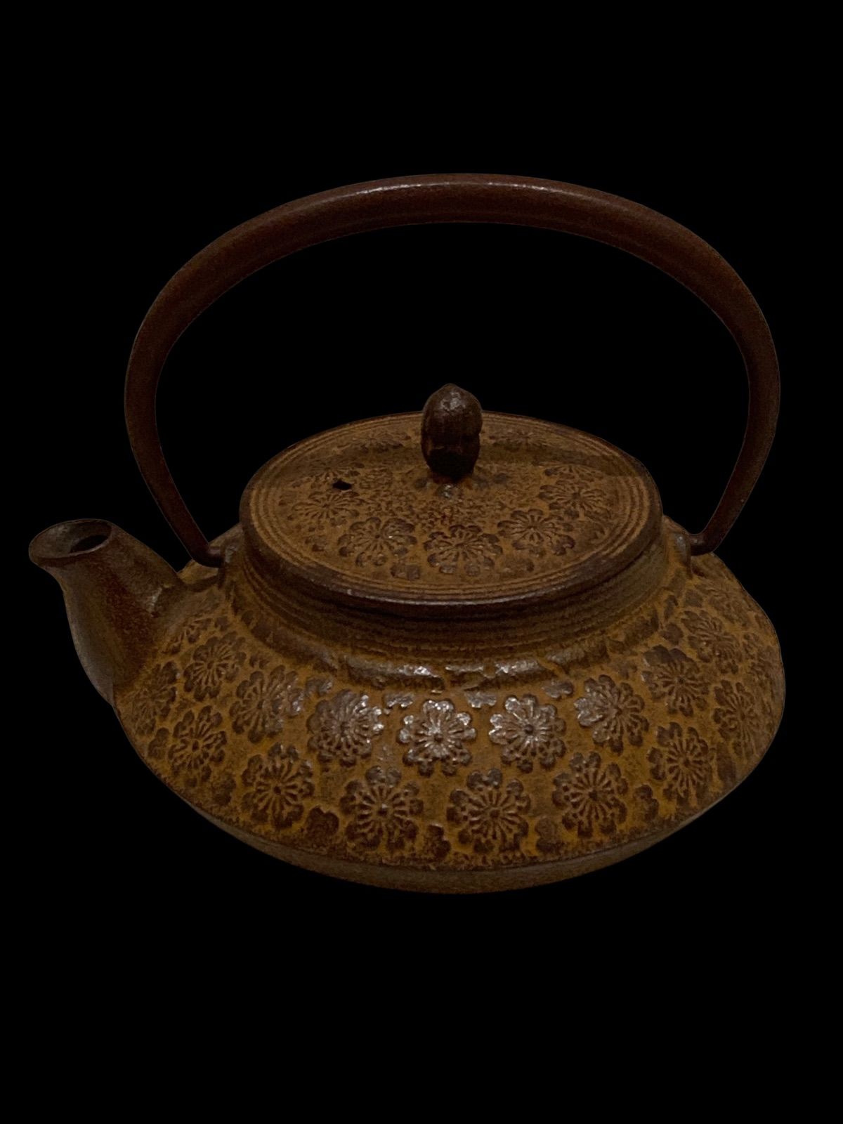 南部鉄器 急須 花模様 照光堂 伝統 鉄瓶 岩鋳 及源 アンティーク レトロ ヴィンテージ 時代物 古美術 骨董 N 25 K T