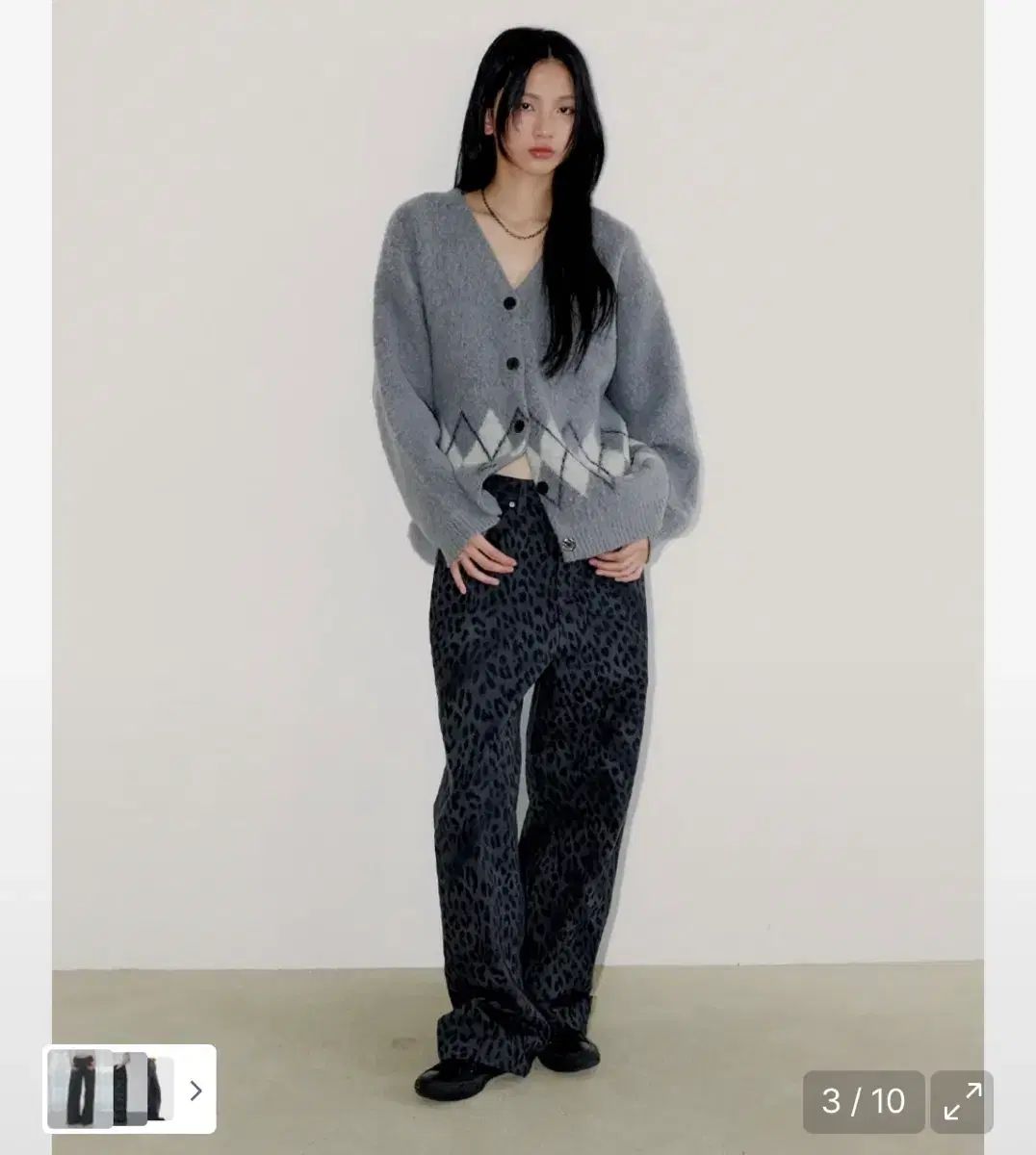 オフィシャル ワイド ヒョウ柄パンツ チャコール