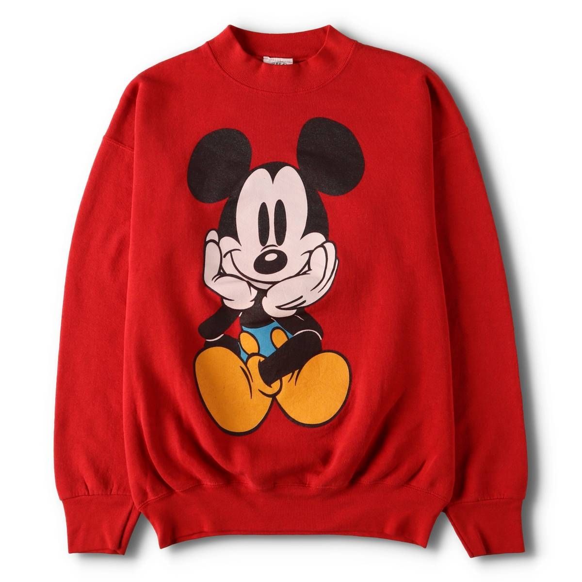 古着 90年代 MICKEY&CO MICKEY MOUSE ミッキーマウス 青パン おすわり モックネック キャラクタースウェットシャツ トレーナー/evb031447