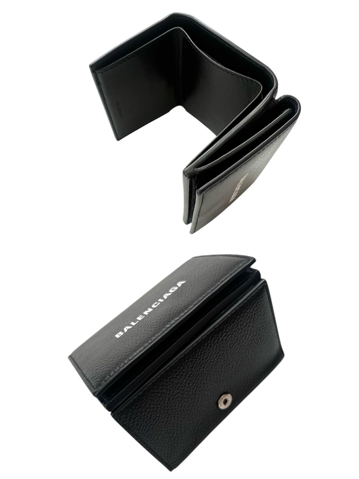 極美品✨BALENCIAGAバレンシアガ財布三 594312カーフレザーロゴ黒 三