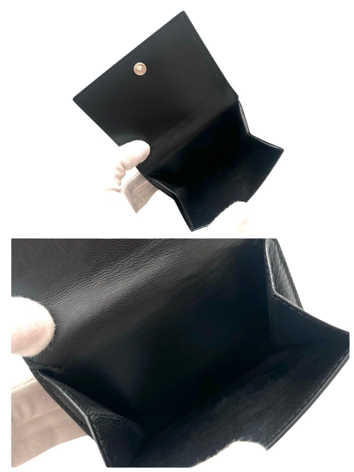 極美品✨BALENCIAGAバレンシアガ財布三 594312カーフレザーロゴ黒 三