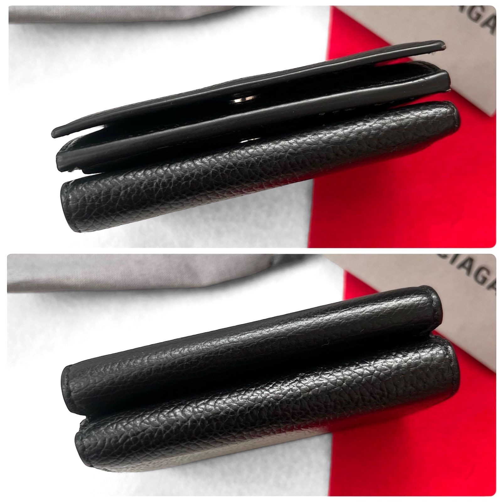 極美✨ BALENCIAGAバレンシアガ財布三つ折594312カーフレザーロゴ黒 極美品✨BALENCIAGAバレンシアガ財布三 594312カーフレザーロゴ黒 三