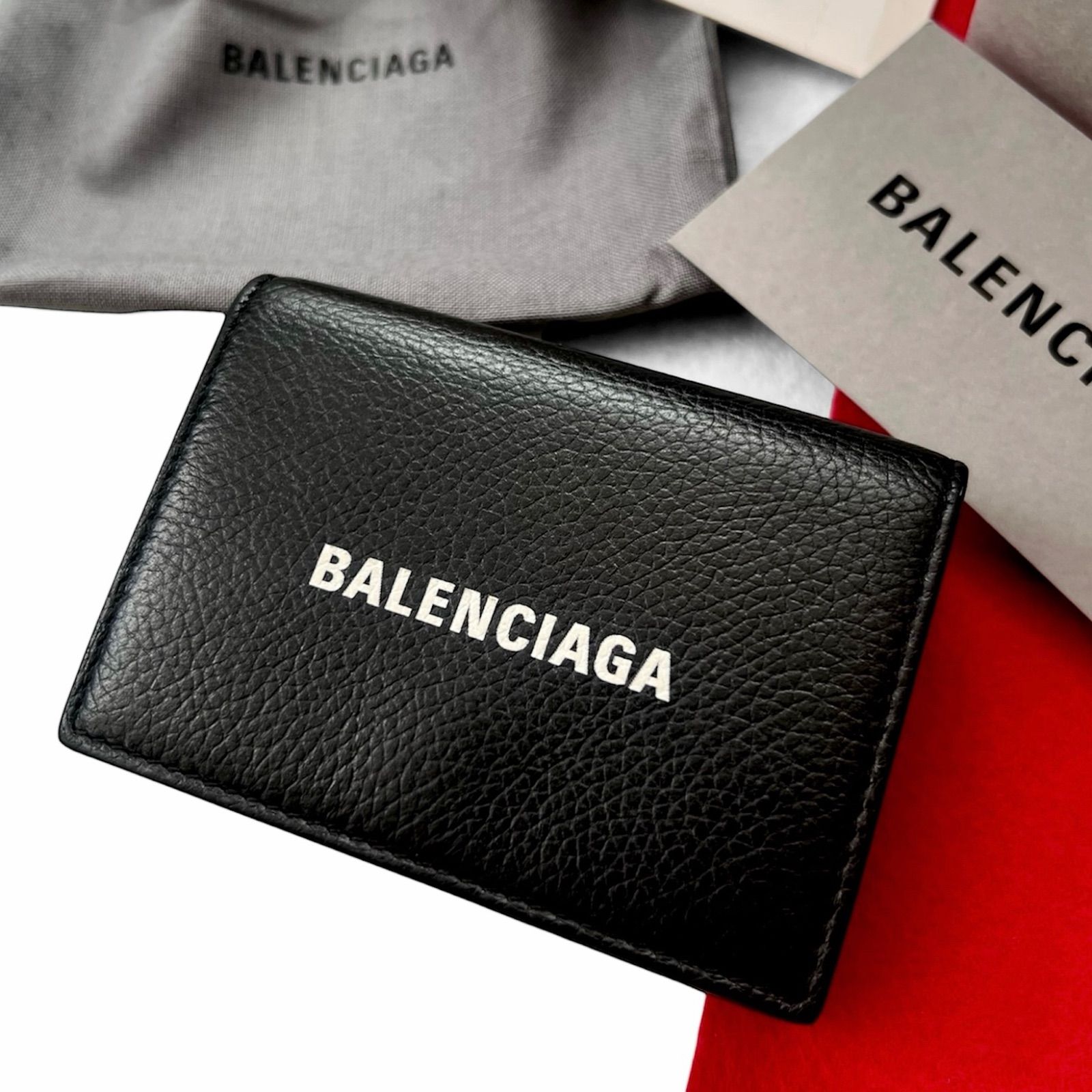 極美✨ BALENCIAGAバレンシアガ財布三つ折594312カーフレザーロゴ黒 極美品✨BALENCIAGAバレンシアガ財布三 594312カーフレザーロゴ黒 三