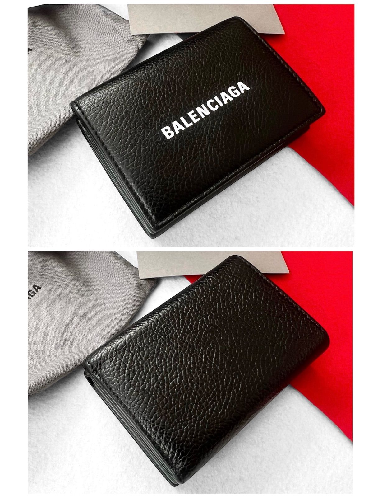 極美品✨BALENCIAGAバレンシアガ財布三 594312カーフレザーロゴ黒 三