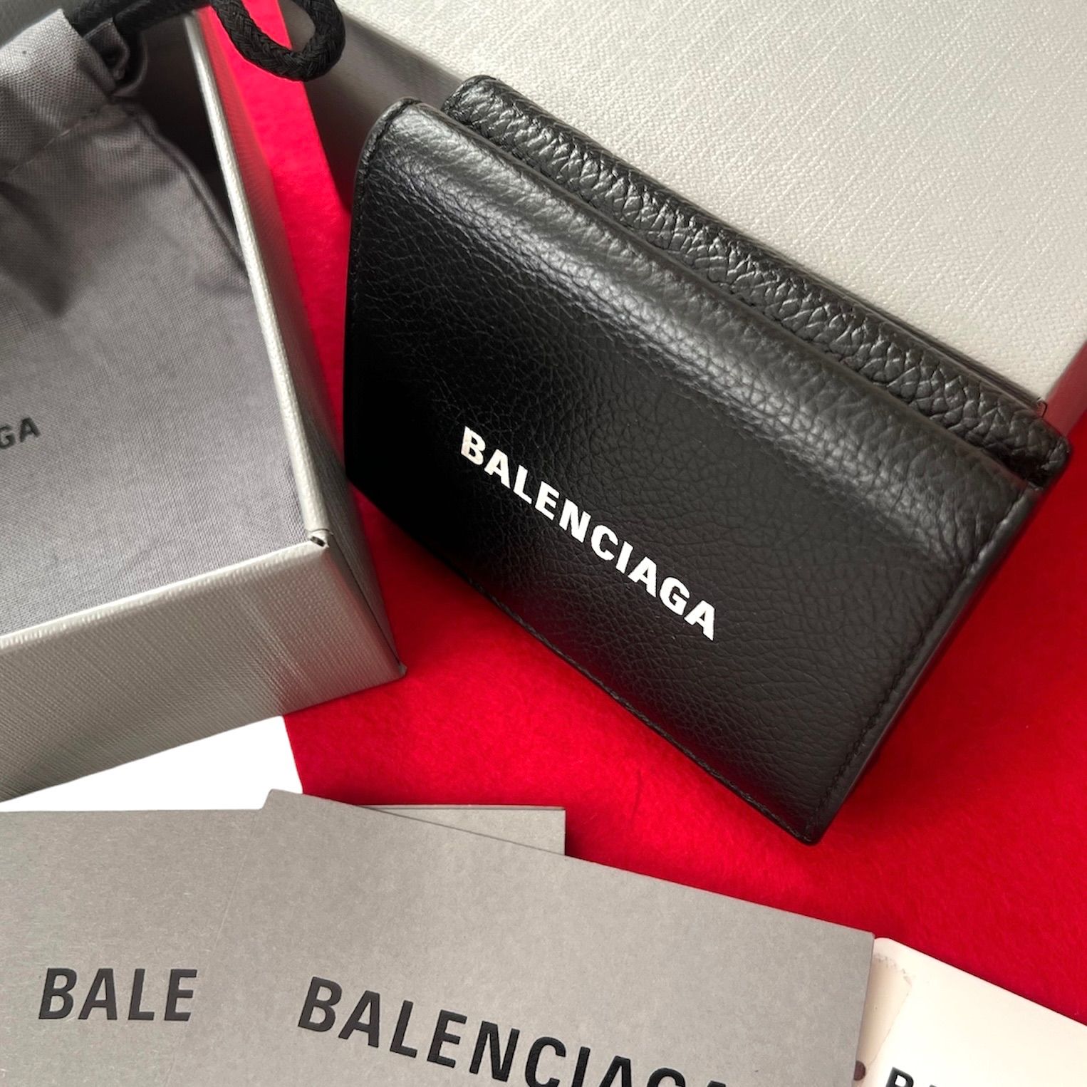 極美品✨BALENCIAGAバレンシアガ財布三 594312カーフレザーロゴ黒 三