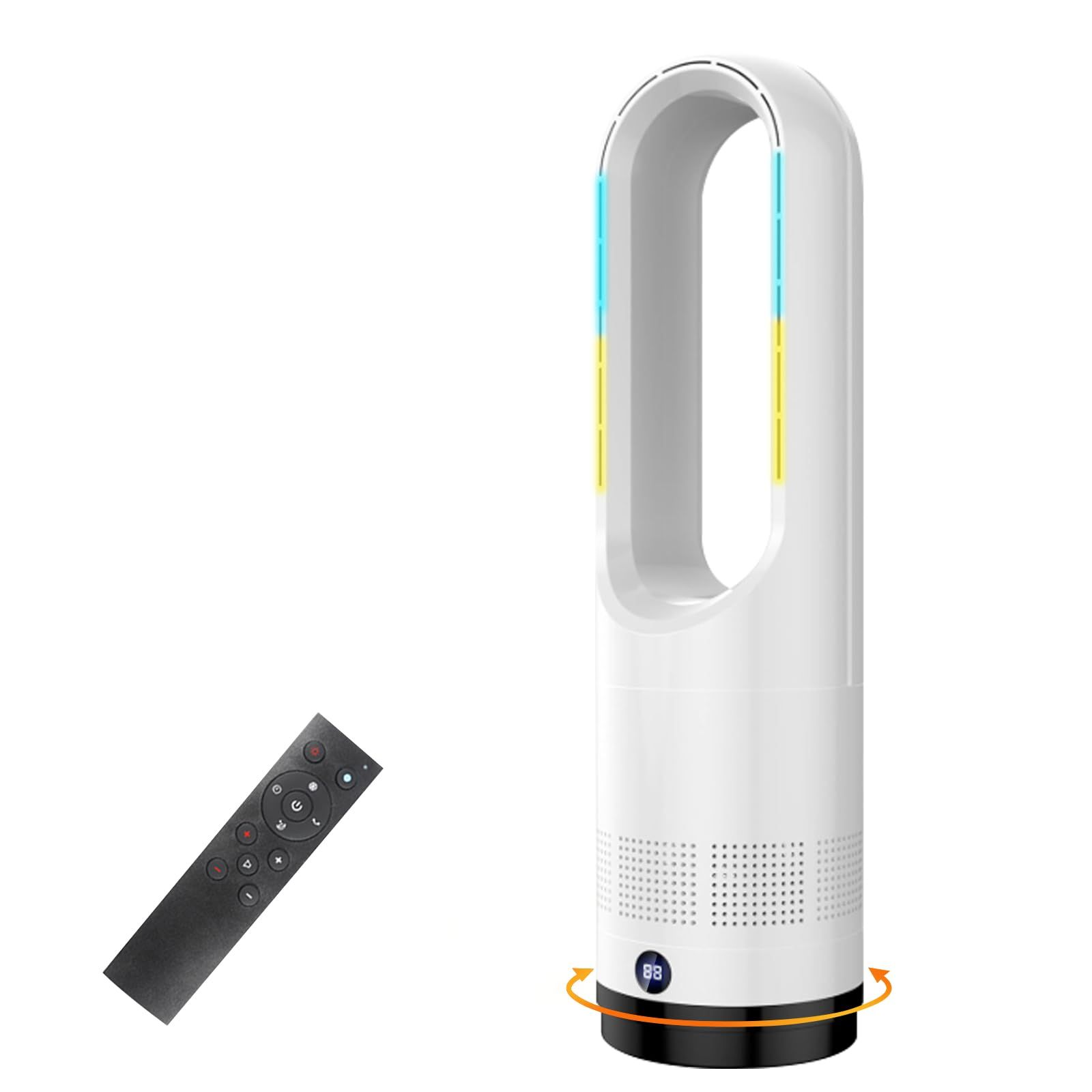 セラミックヒーター タワーファン ファンヒーター スリム扇風機冷暖両用＆羽根なし＆DCモーター電気代節約電気ファンヒーター 3段階暖風 8段階冷風切り替え 100°左右首振り 1 9 Hタイマー設定可 転倒自動OFF 過熱保護 リモコン付き 省エネ 軽量 持