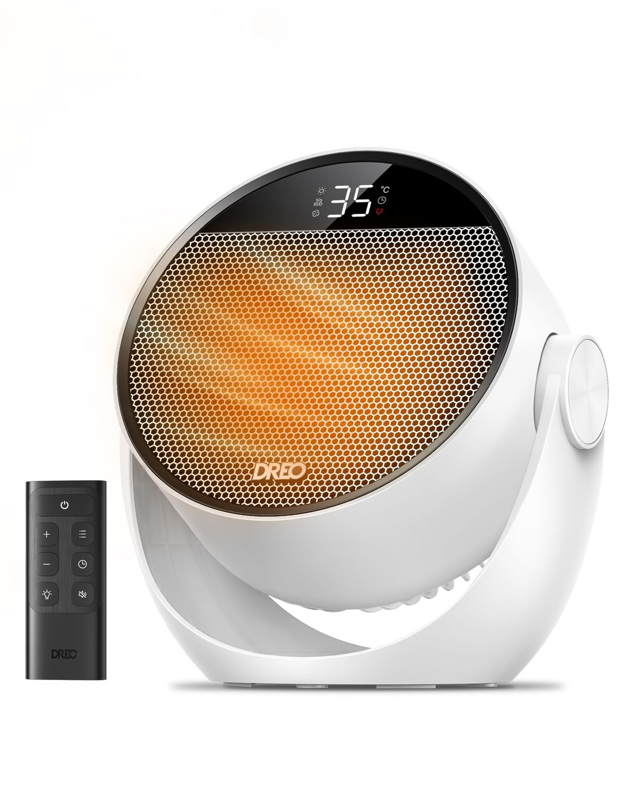 DREO 電気ファンヒーター 2秒速暖 広範囲送風 1200 W 15 5畳 セラミックヒーター 強力 ストーブ暖房 静音34 dB ECO省エネ 8つ安全機能 60°角度調整 3段階の加熱と3段階の送風 温度自動調節 5～35℃ 12時間タイマー 幅24