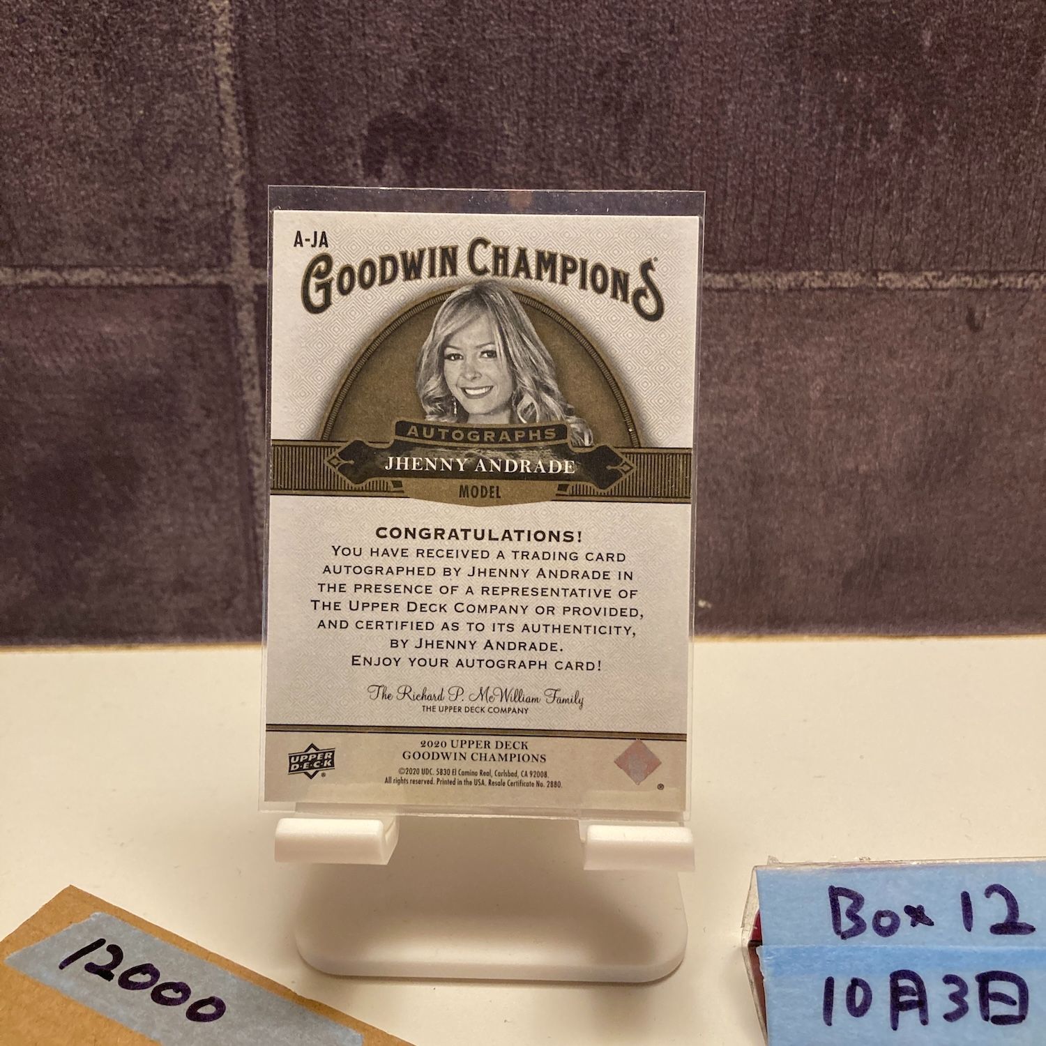 2020 Upper Deck Jhenny Andrade 024 150 直筆サインカード Goodwin Champions カード