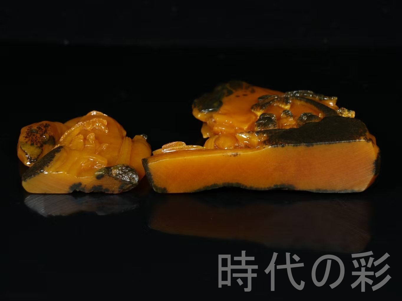 田黄石 山水人物】篆刻家 尚均作款 麦芽色 石質細緻 彫工精湛 中国古