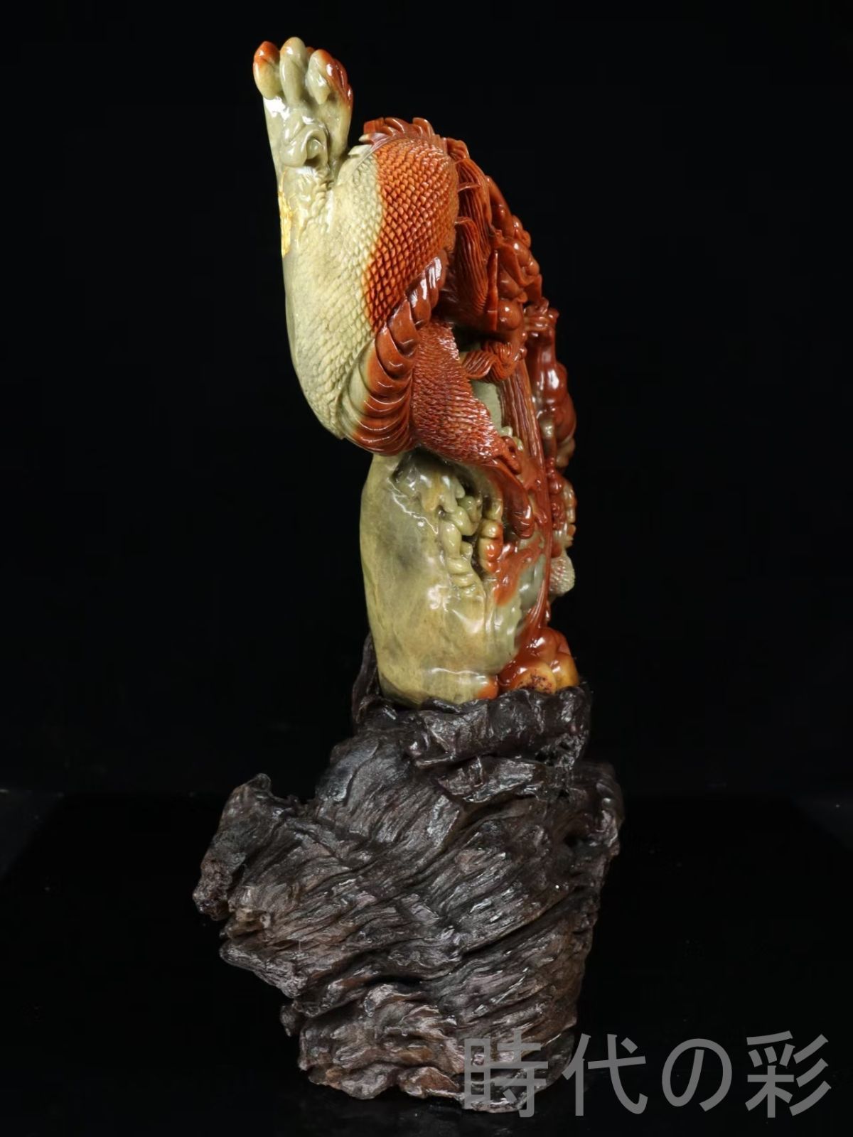 寿山石高山石 龍馬精神】巧色鏤空 重器 10.12kg 精巧彫刻 中国古美術