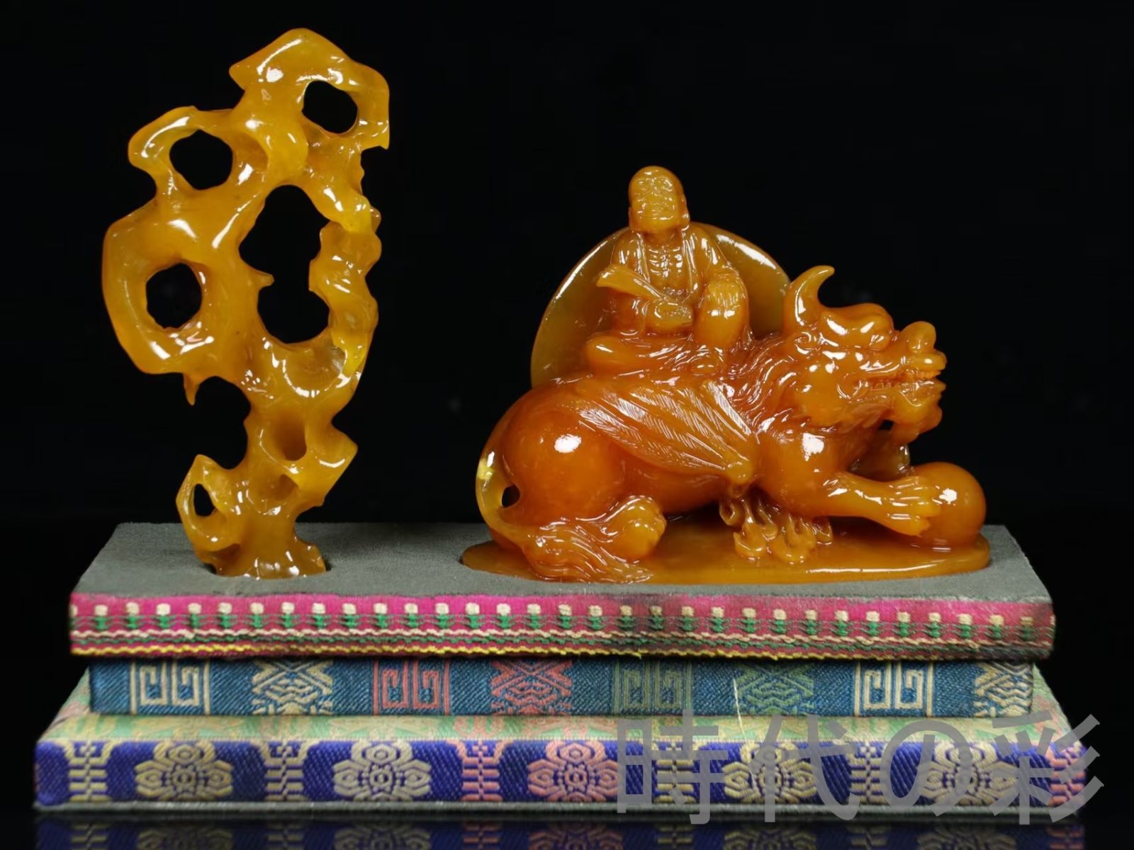 田黄石 人物彫刻】篆刻家 古泥作款 麦芽色 細緻透亮 コレクション 細密