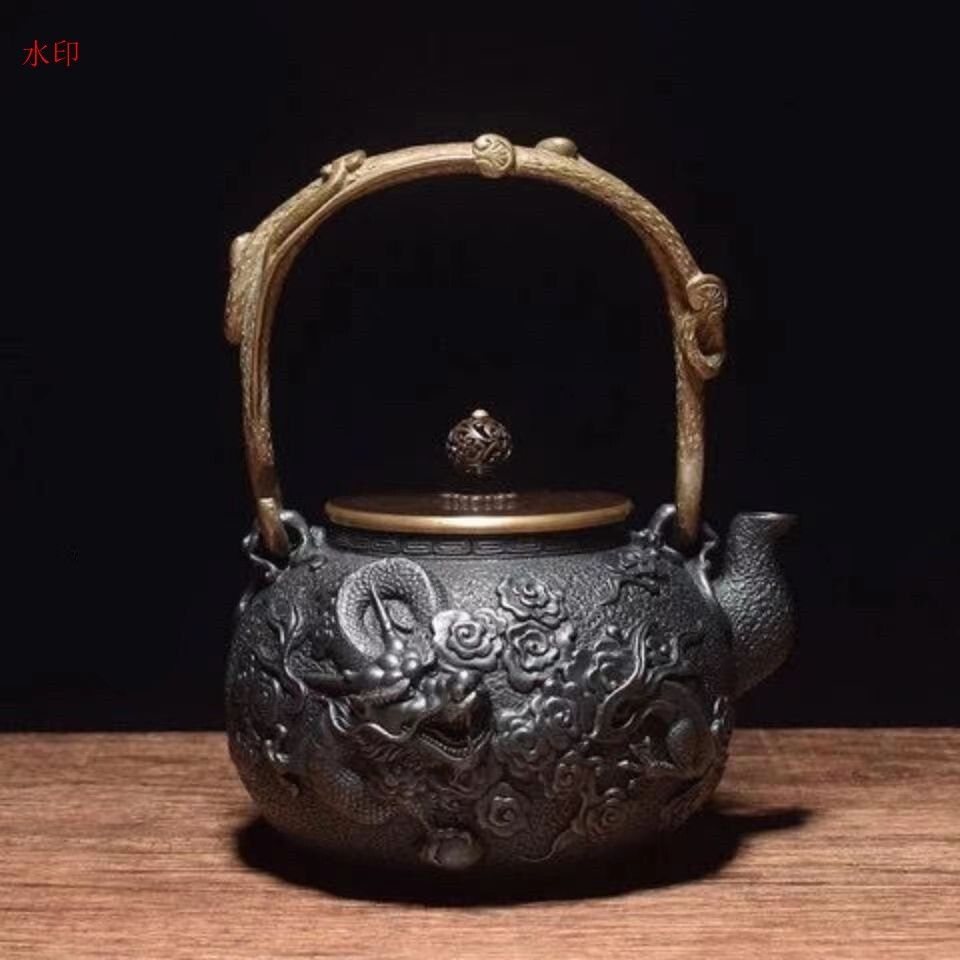 大容量 急須 提梁壺 茶道具対応 鉄やかん 鉄分補給 鉄びん お茶の道具 1200 ML