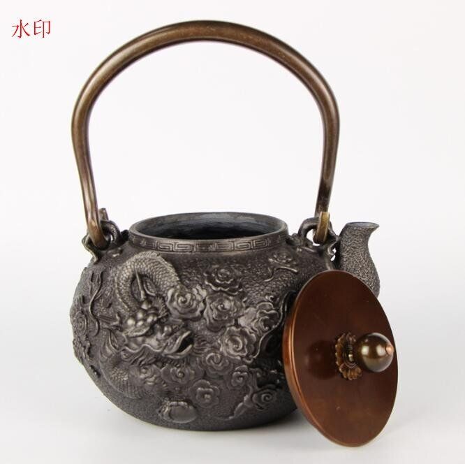 龍紋鉄瓶 手彫り鉄壺 鉄やかん 鉄分補給 鉄器 未塗装鉄器 茶道具