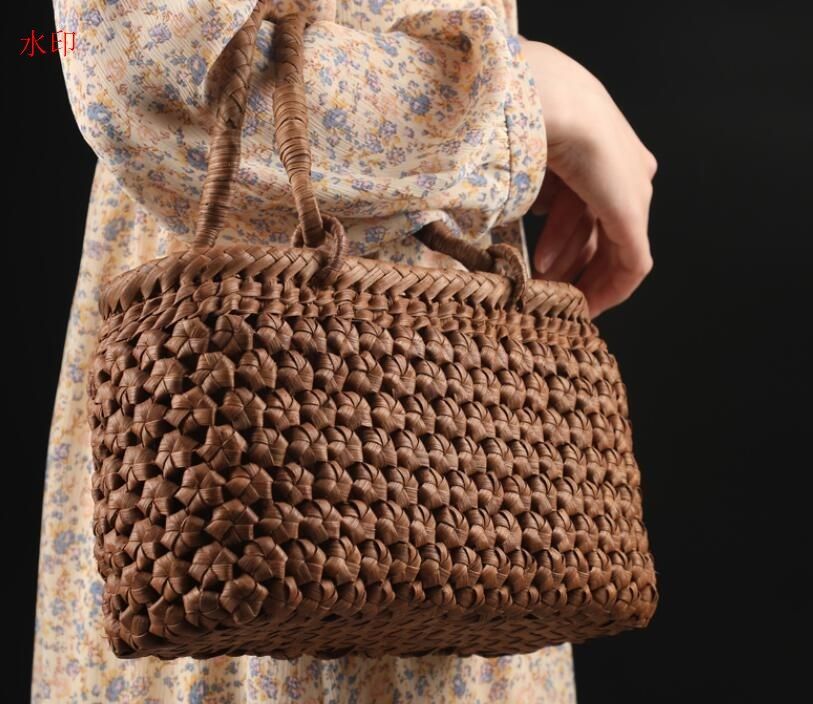  強力推薦 職人手作り 山葡萄かごバッグ 手編み山葡萄籠バッグ バスケット籐かご 六角花編み かごバッグ バッグ