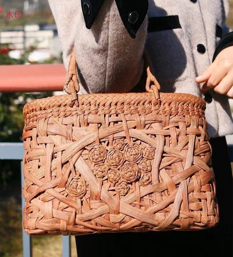 高品質 上品 職人の手作り手編み山葡萄籠バッグ バスケット籐かご 山葡萄 かごバッグ