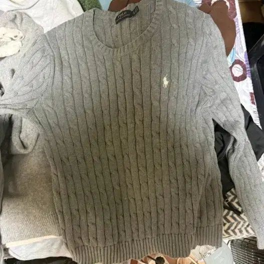 【新品】ポロラルフローレン ケーブルニット グレー L ポロラルフローレン ケーブルニット L グレー